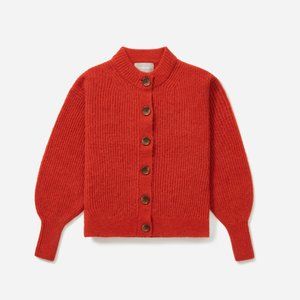 Everlane Cropped Alpaca Cardigan - Size S - Red/Orange
